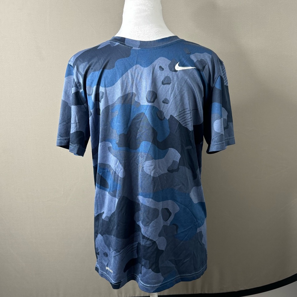 Nike Running Dri-Fit Short Sleeve T-Shirt Blue Camo Print Men's Small